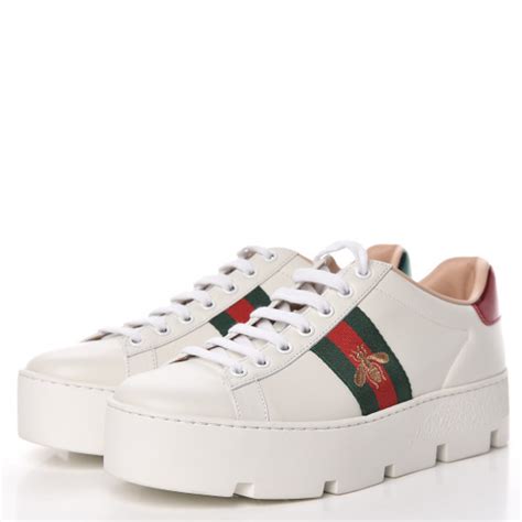 white gucci sneakers women's|gucci white platform sneakers.